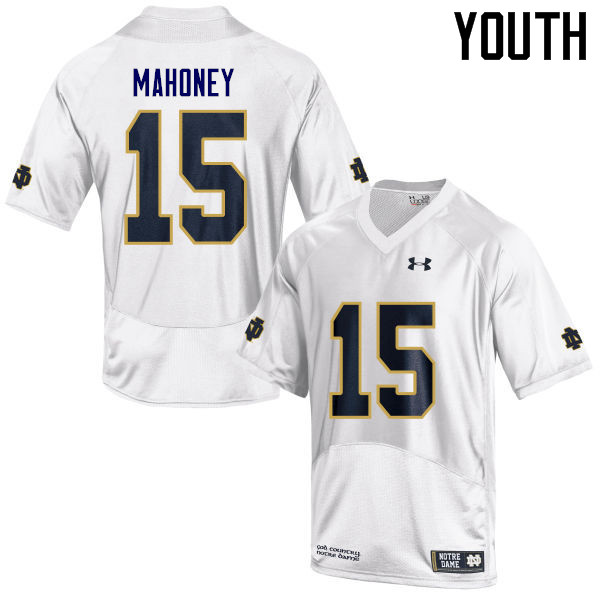 Youth NCAA Notre Dame Fighting Irish #15 John Mahoney Stitched College Under Armour Authentic White Football Jersey NJ10L88RW